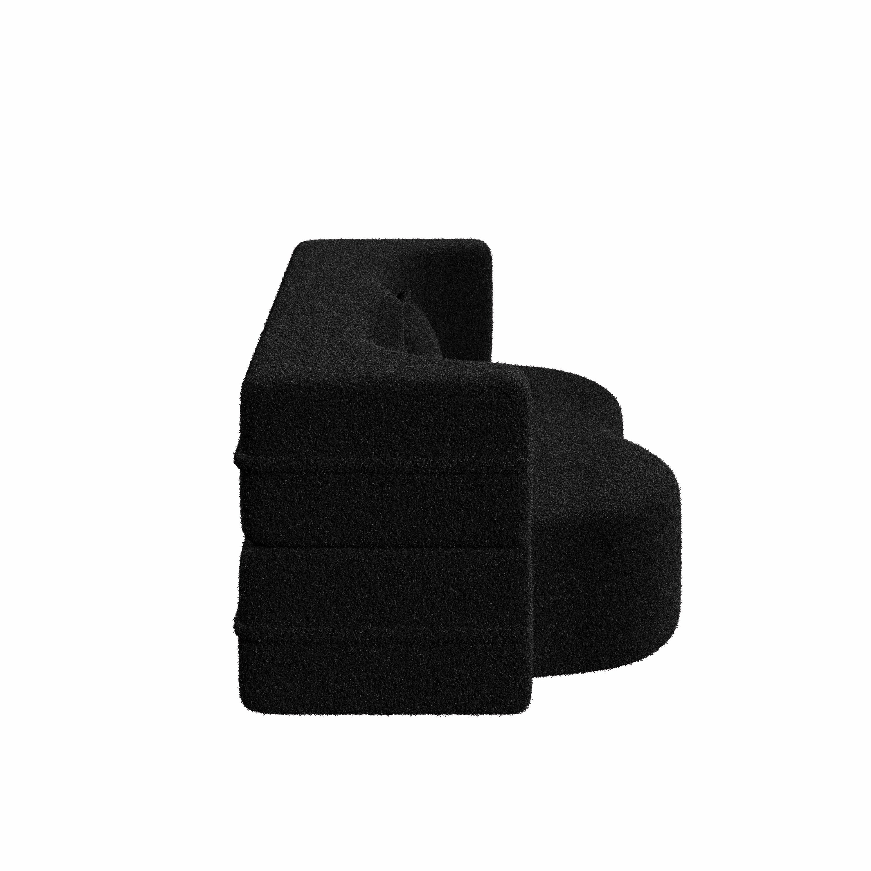 Modern Convertible Teddy Fabric Sofa with 2 Pillows