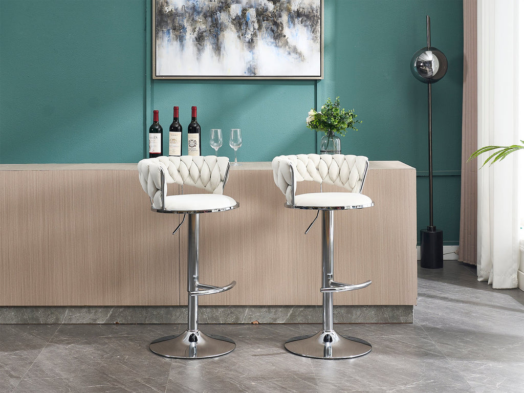 2PCS Metal Bar Stools with Chrome Footrest and Base