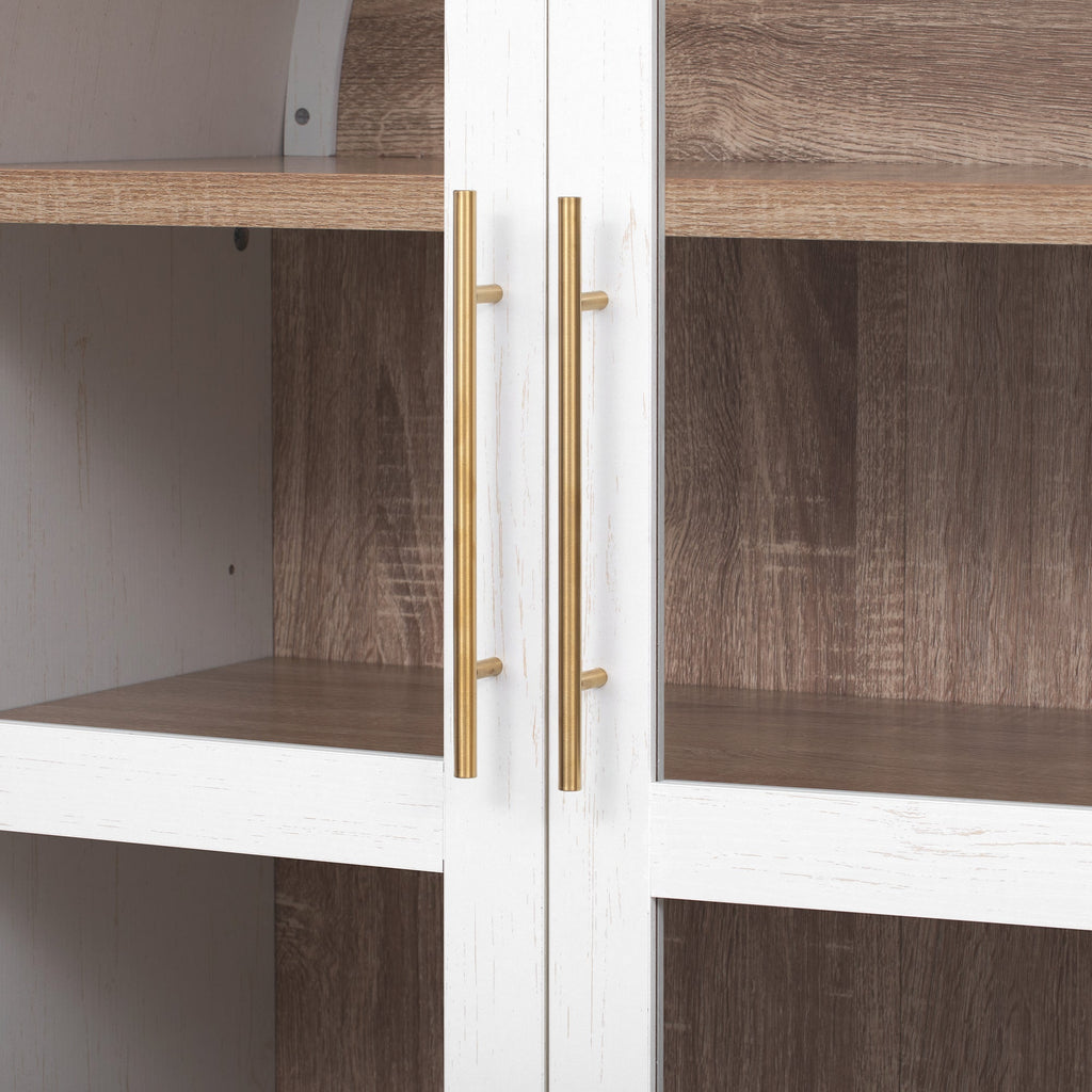 71" Tall Arched Farmhouse Kitchen Pantry Cabinet with Door Shelves