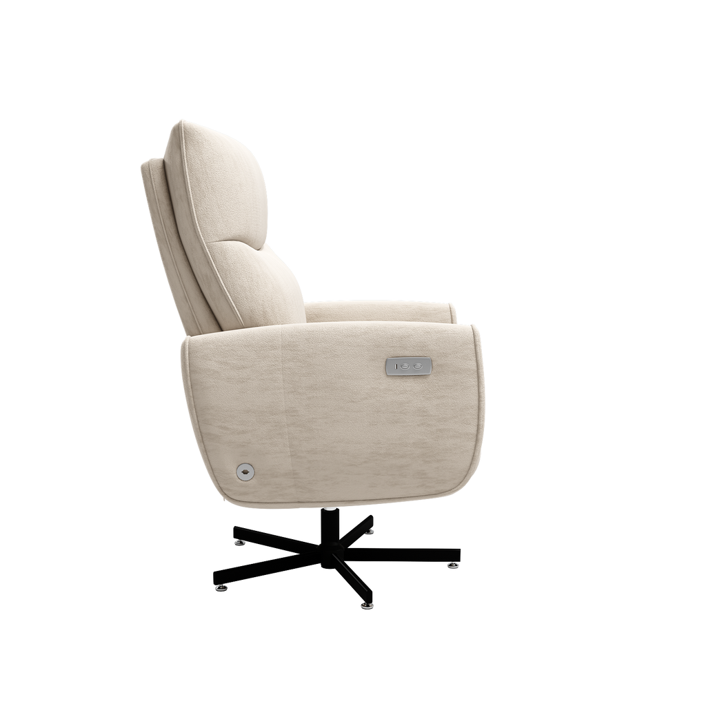 Beige  Velvet Power Swivel Office Recliner with USB & Type-C Charging