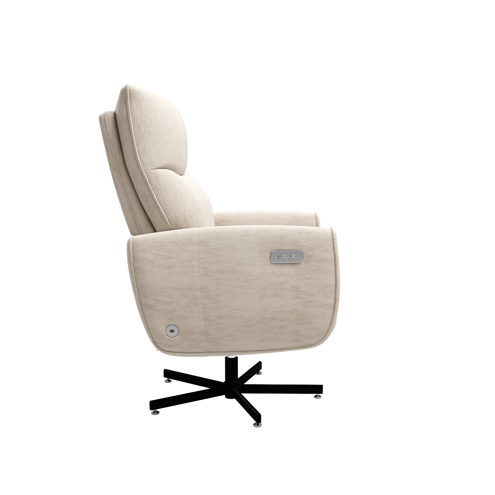 Beige  Velvet Power Swivel Office Recliner with USB & Type-C Charging