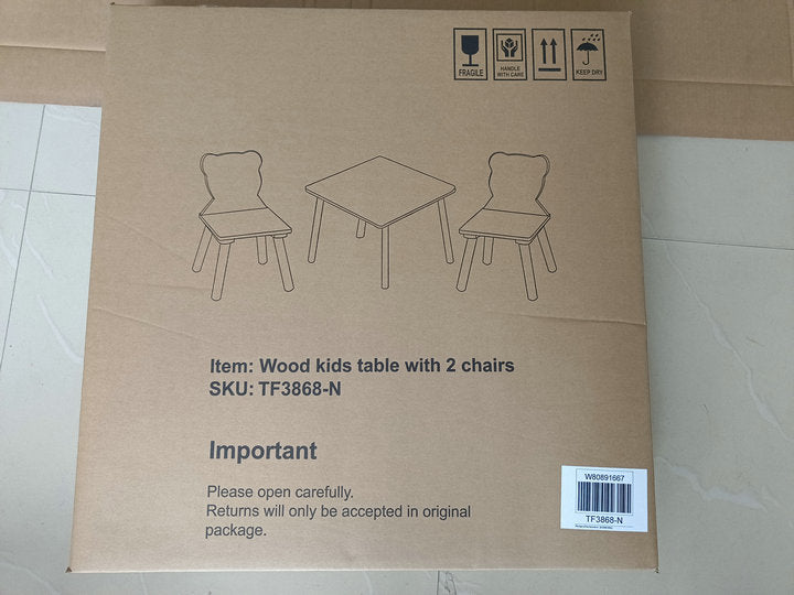 Kids Wooden Table and 2 Chairs Set