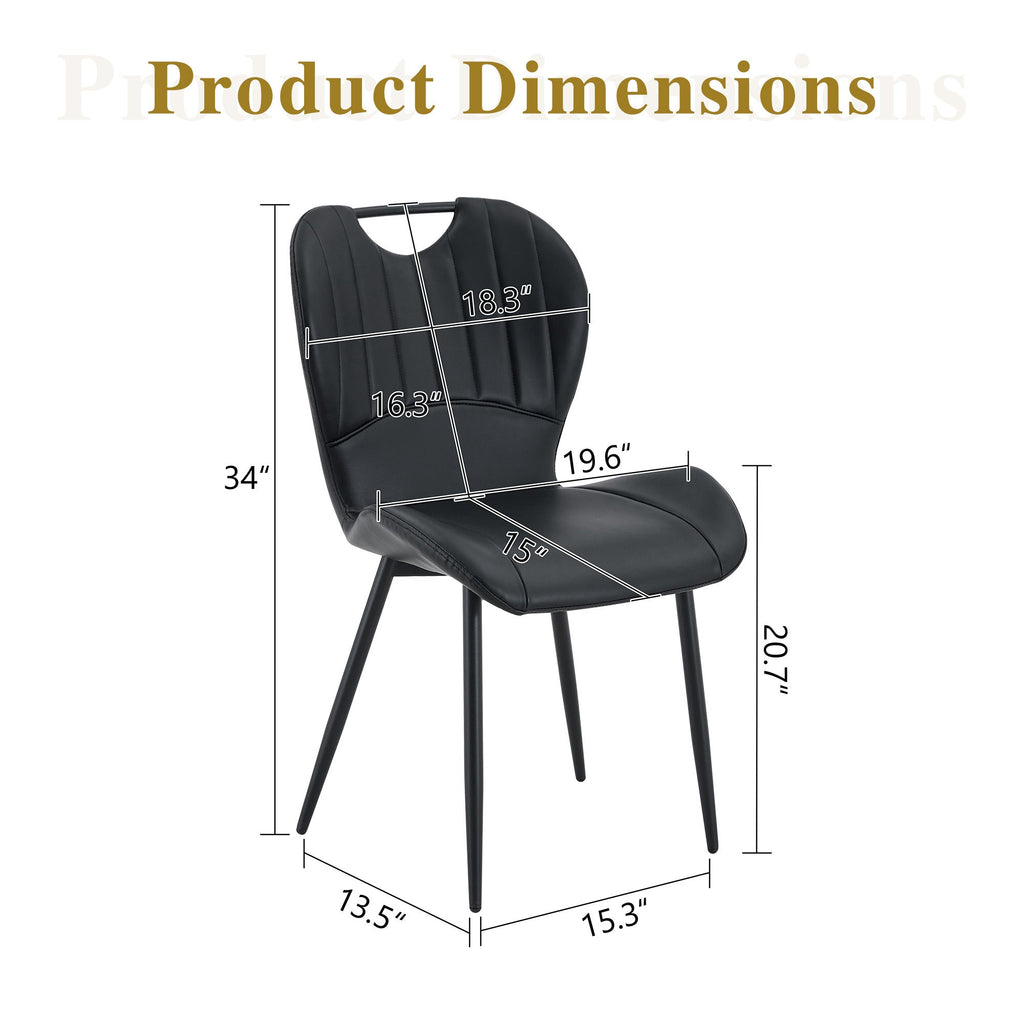 Set of 4 Fabric Dining Chairs Black Metal Frame Wide Cushioned Comfortable