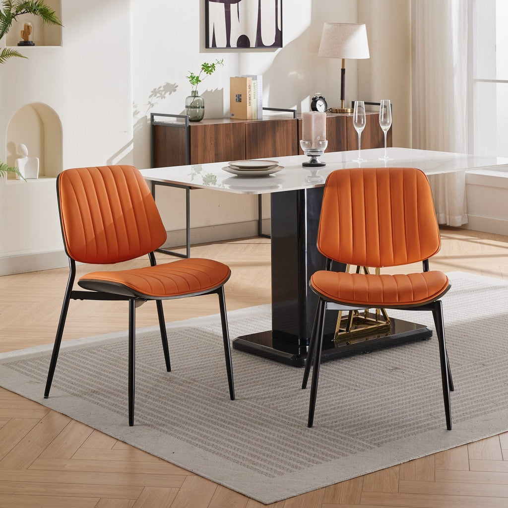Mid Century Modern Retro Faux Leather Dining Chairs with Walnut Bentwood (Set of 2)