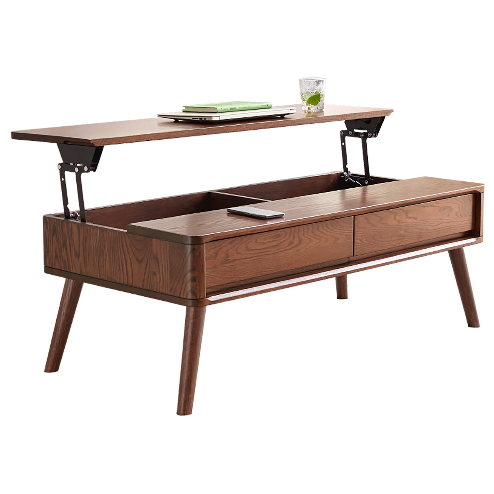 Elevating Desk Coffee Table with Storage Shelf