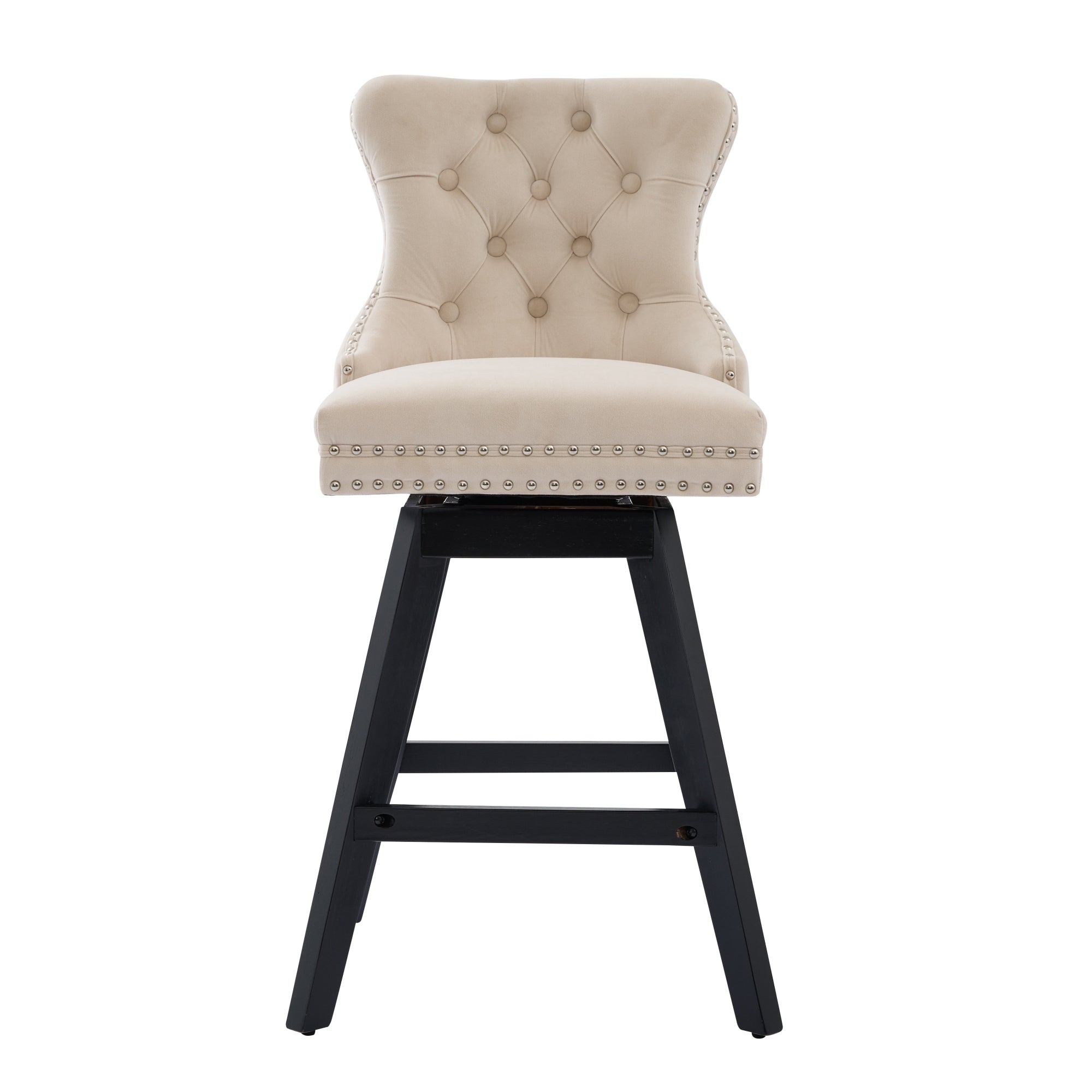 Swivel Velvet Barstools with Button Tufted Decoration (Set of 2)