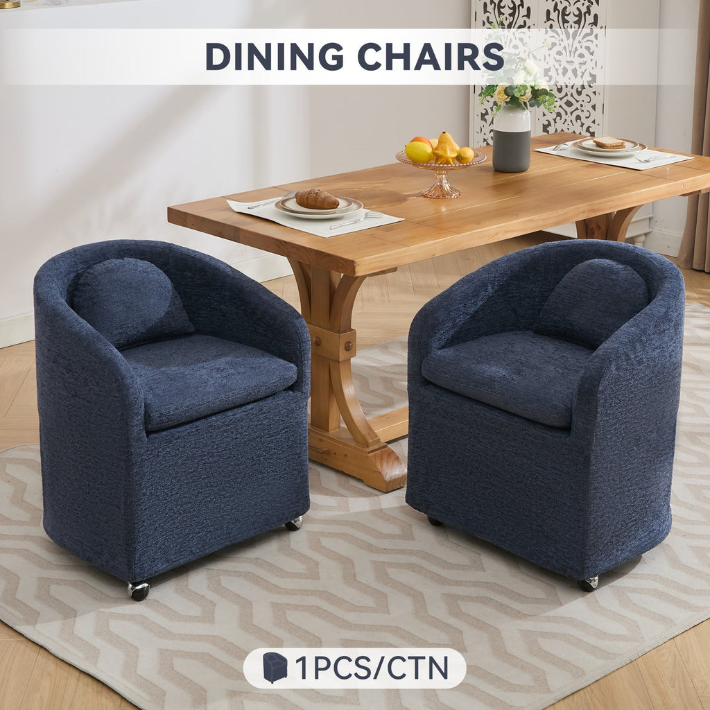 Modern Chenille Fabric Dining Armchair with Back Cushion