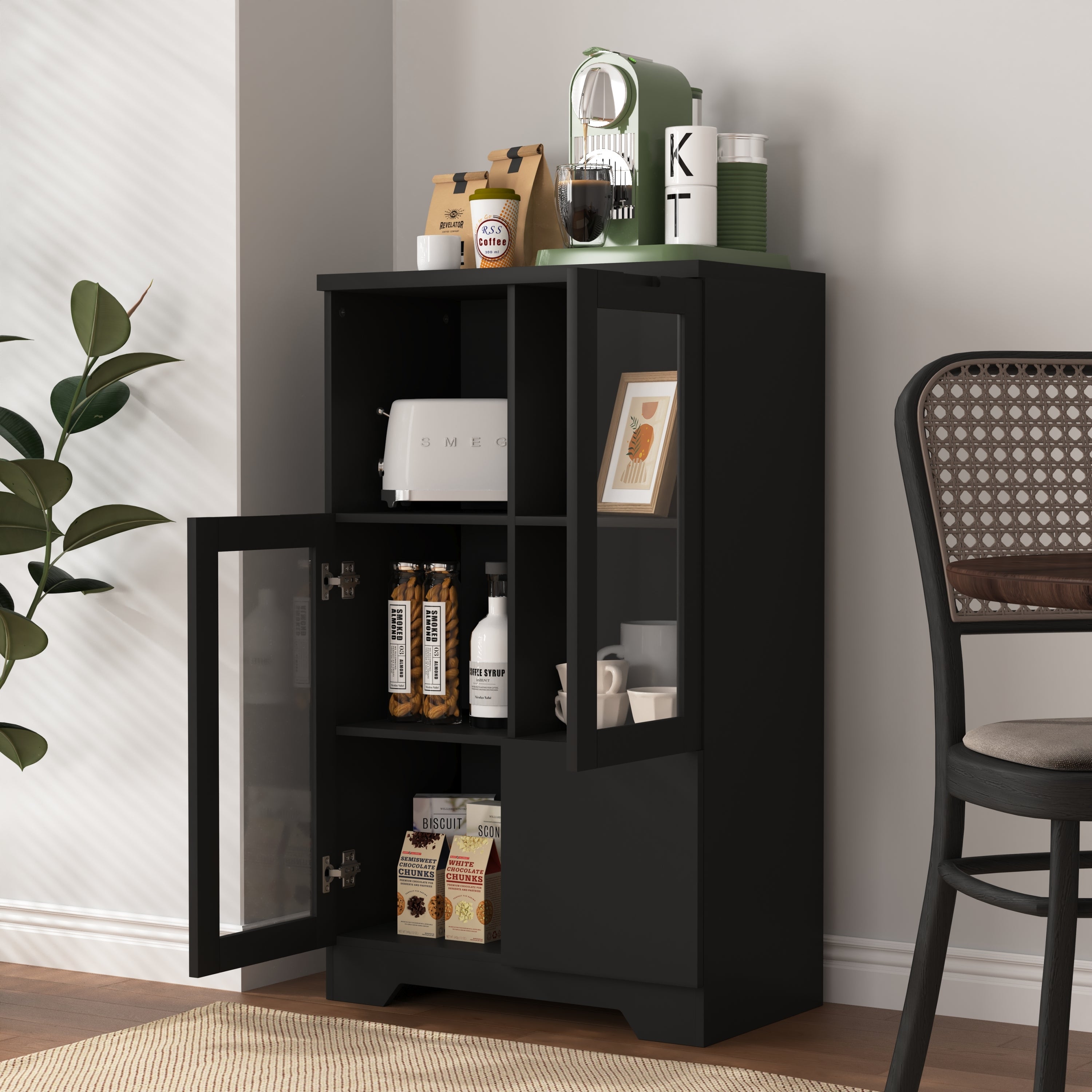 Modern MDF Painted Cabinet with Glass Doors and Drawer
