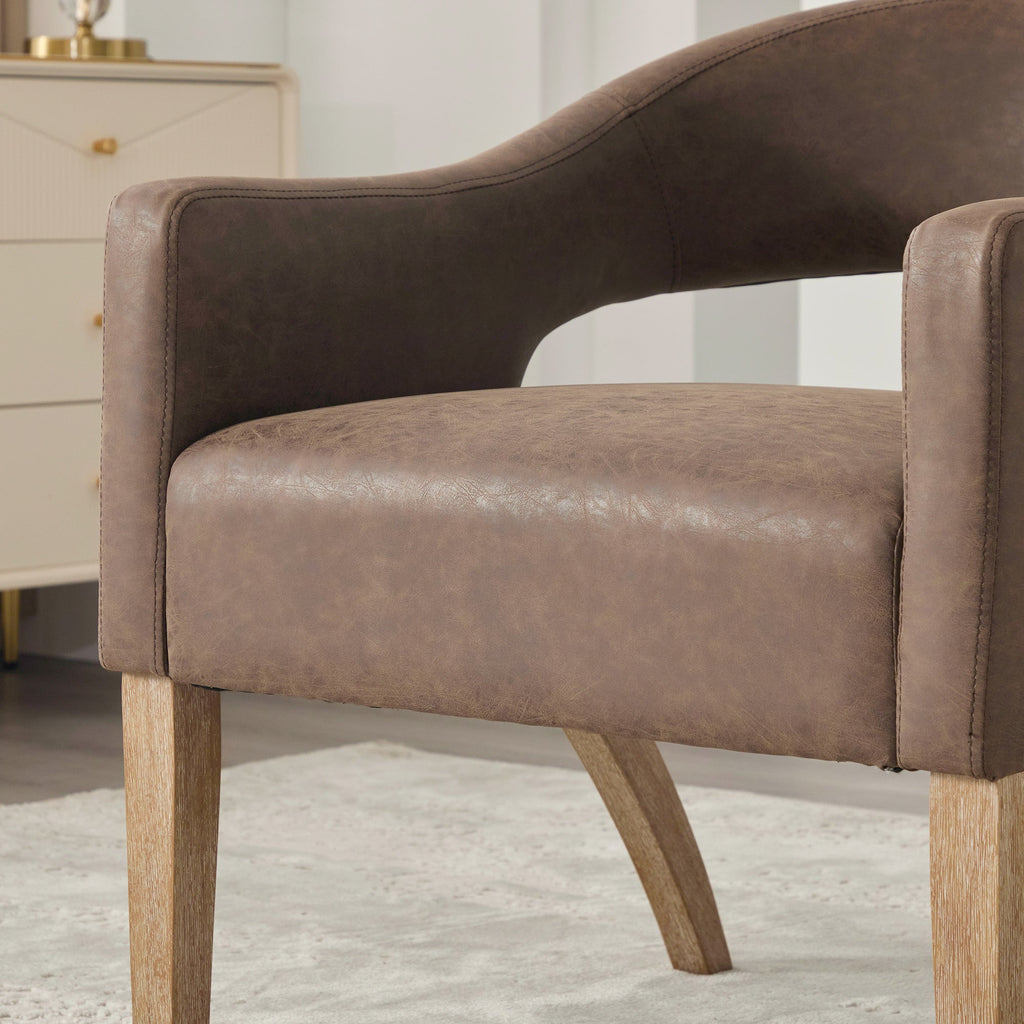 Modern Mid-Century PU Upholstered Open Back Armchair