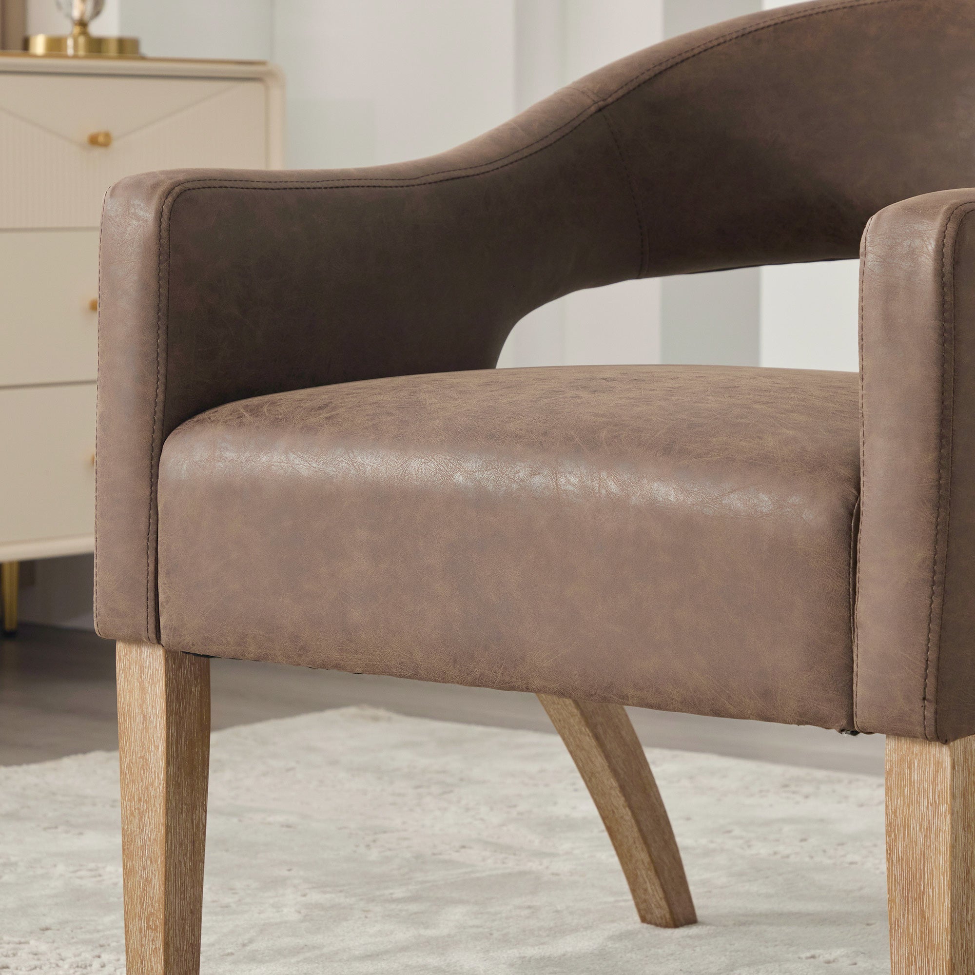 Modern Mid-Century PU Upholstered Open Back Armchair
