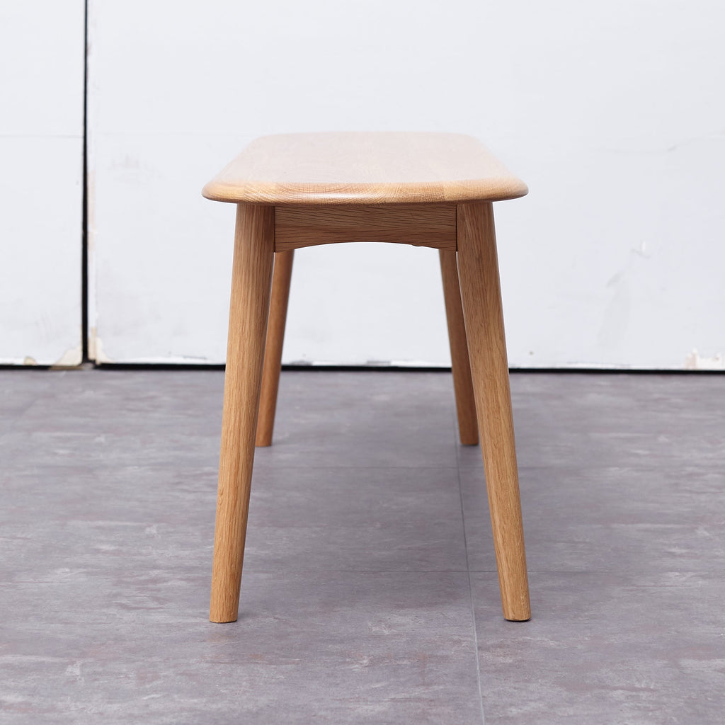 Natural Oak Wood Dining Bench Table Bench with Half-Round Design