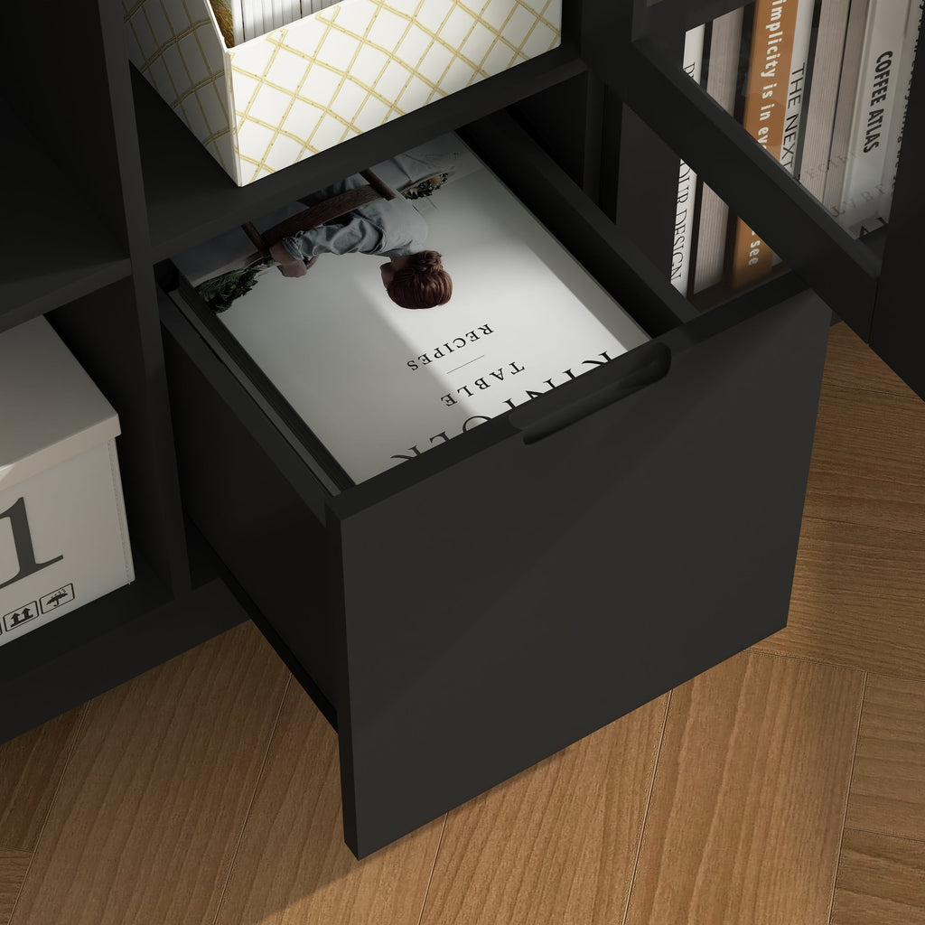 Modern MDF Painted Cabinet with Glass Doors and Drawer