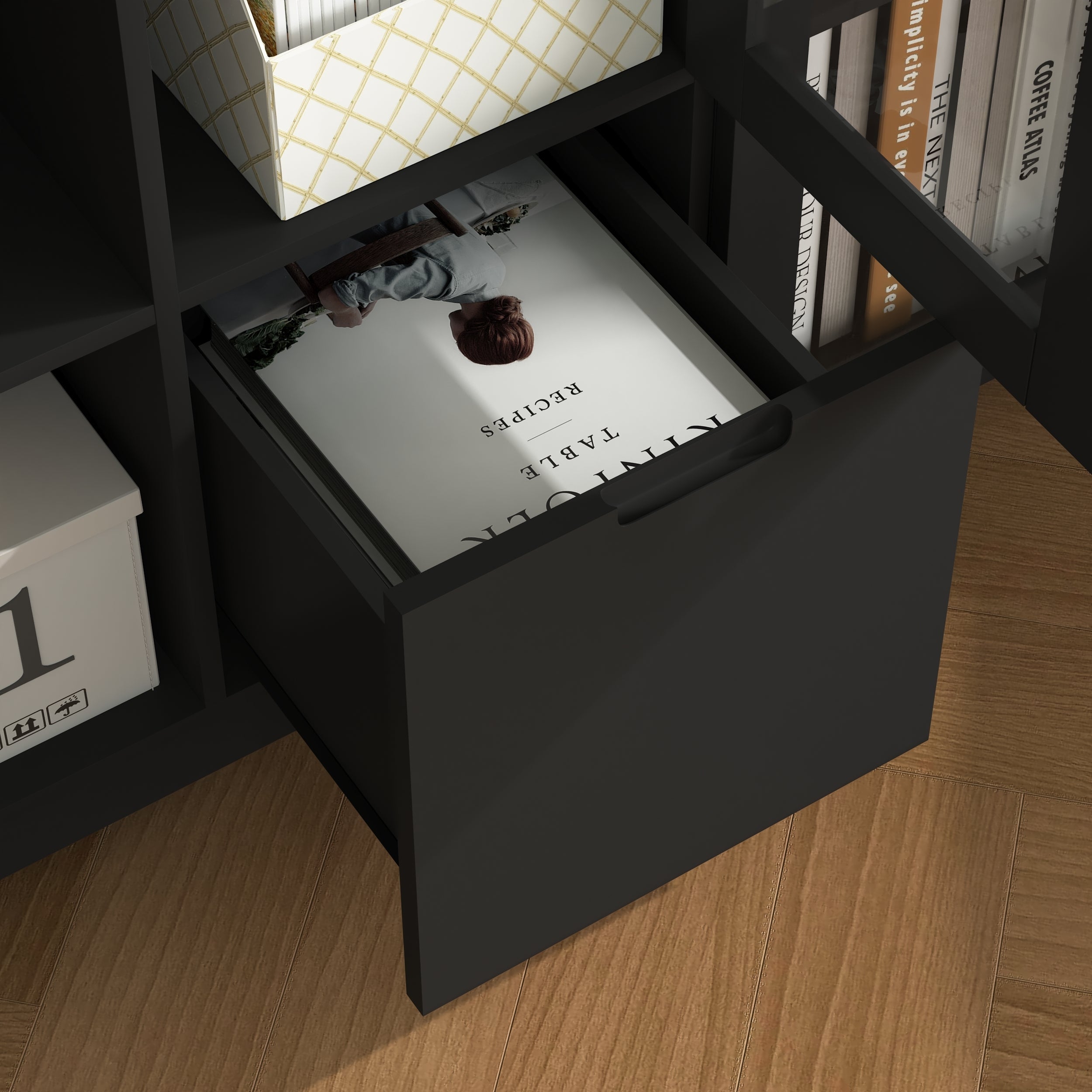 Modern MDF Painted Cabinet with Glass Doors and Drawer