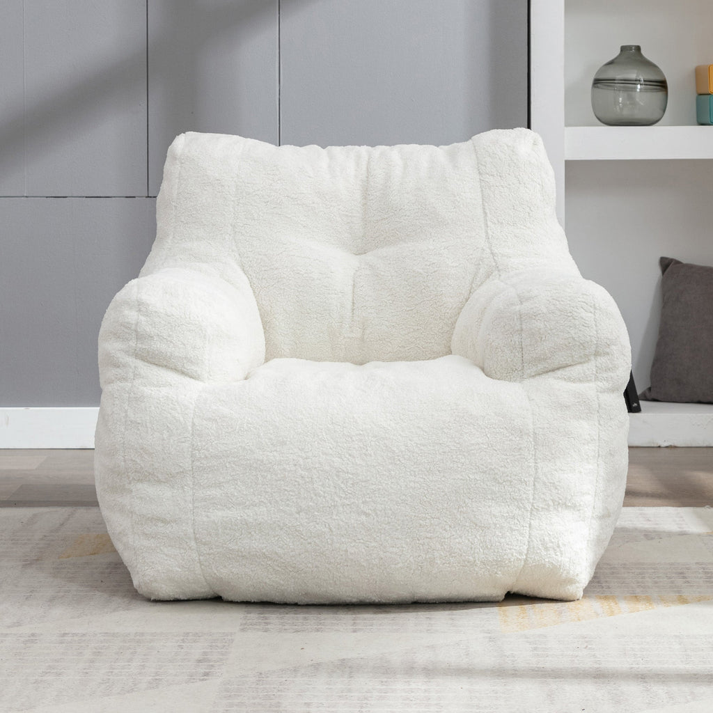 Teddy Fabric Tufted Foam Bean Bag Chair with Memory Sponge