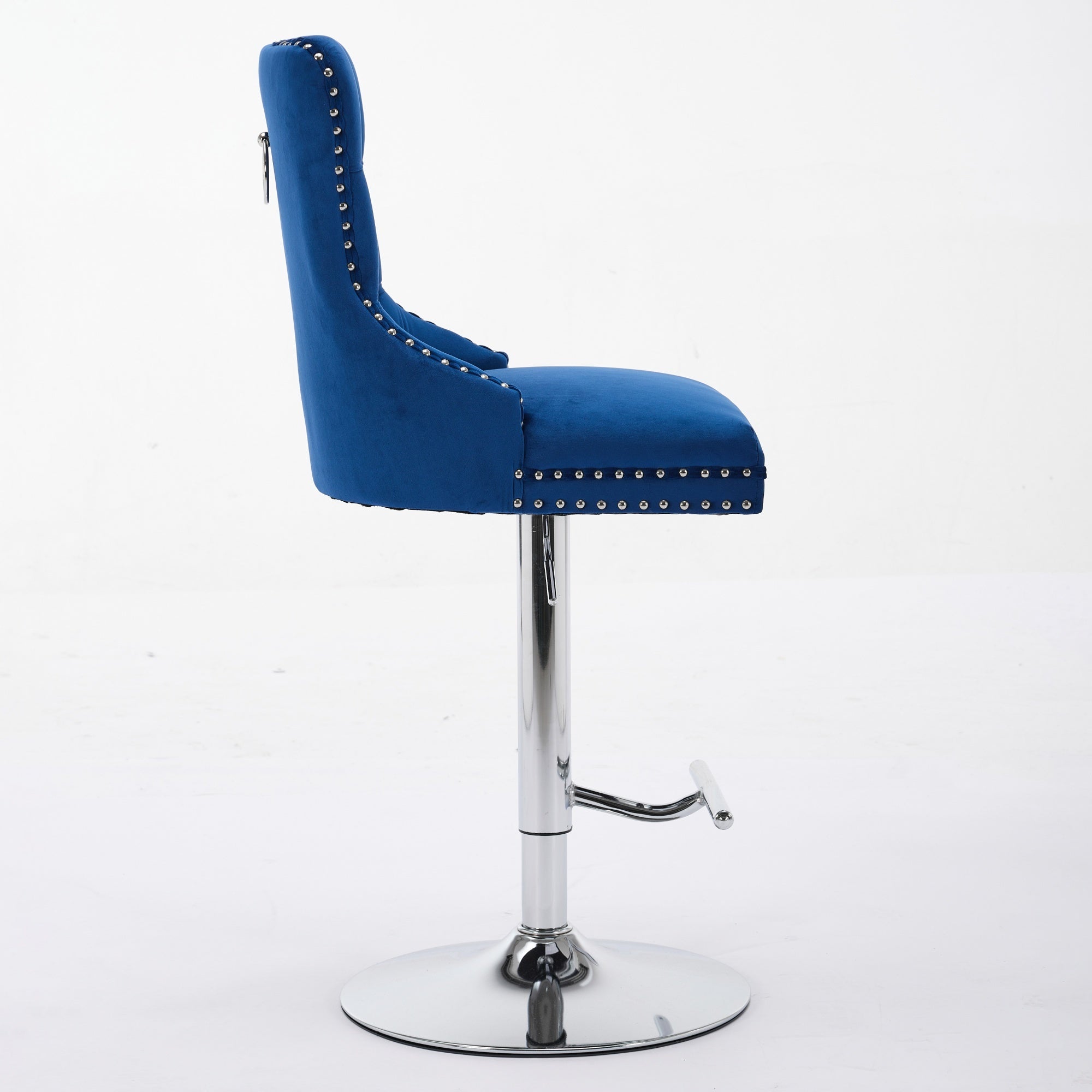 Modern Upholstered Swivel Velvet Barstools (Set of 2)