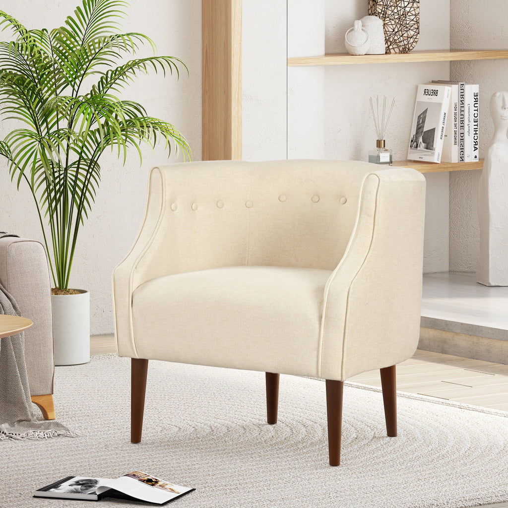 Modern Club Chair with Button-Tufted Back and Tonal Piping