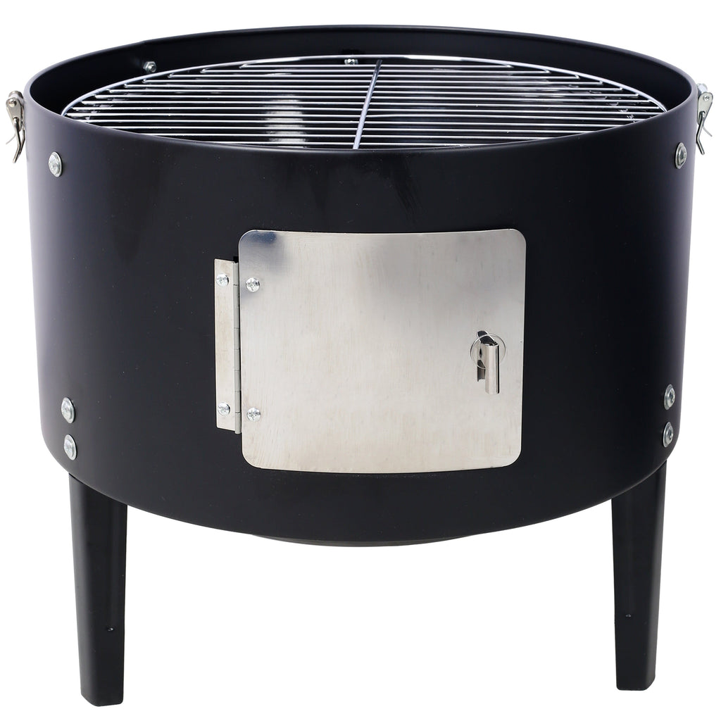 17 Inch Steel Charcoal Smoker Heavy Duty BBQ Grill Outdoor Cooking Black