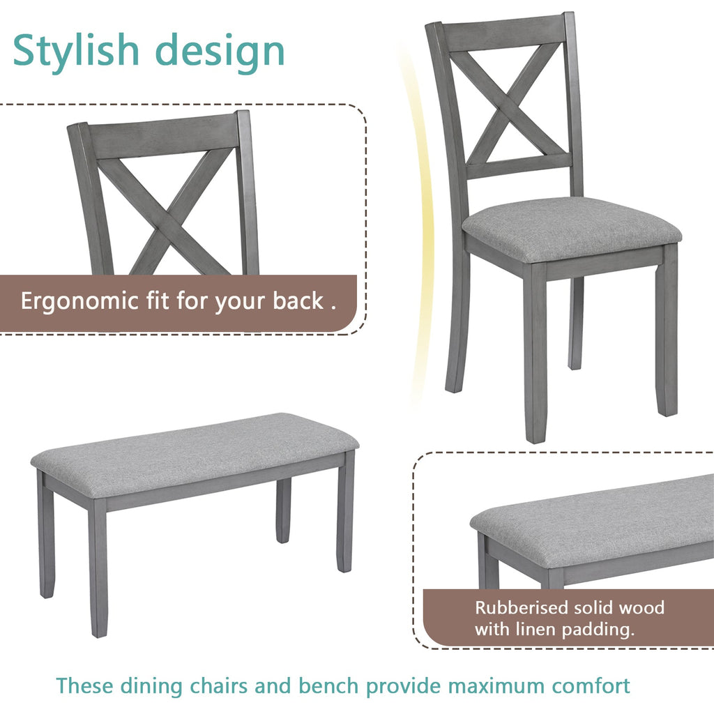 Rectangular Wooden Dining Table (Set for 6)