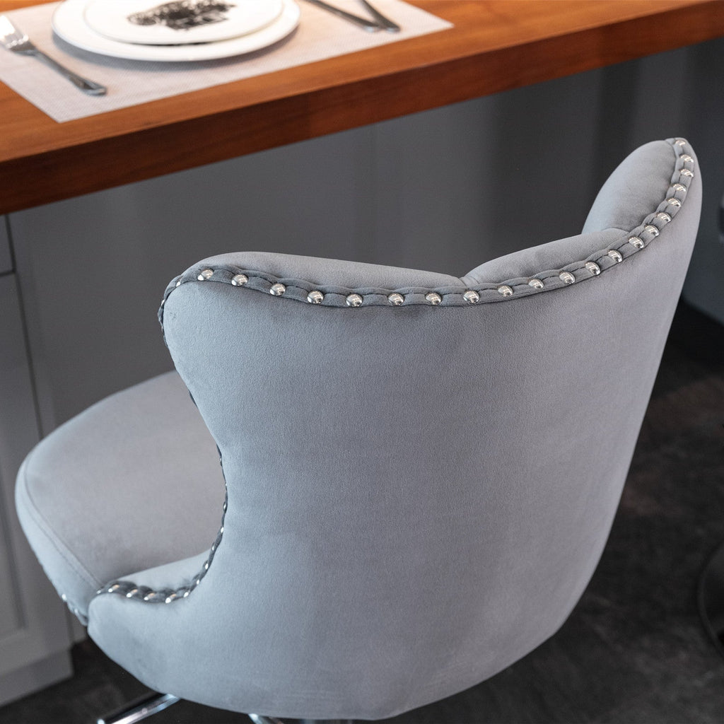 25-33 Inch Modern Velvet Swivel Barstools (Set of 2)
