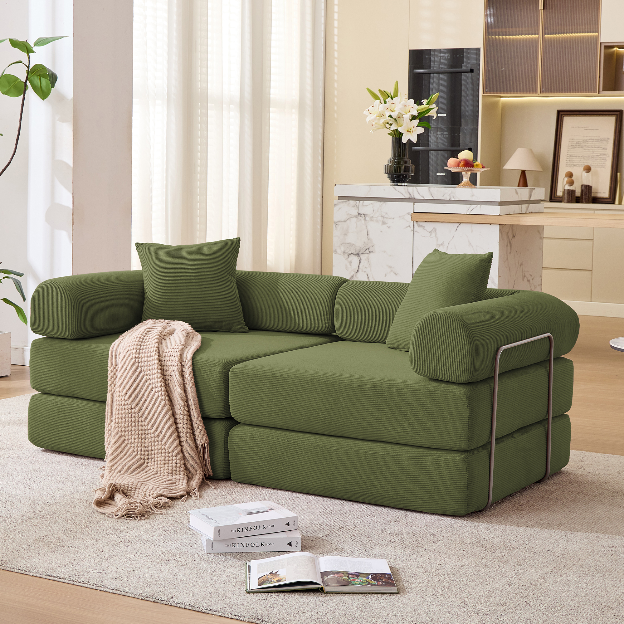2 Seat Convertible Couch Folding Mattress Couch Sofa Bed