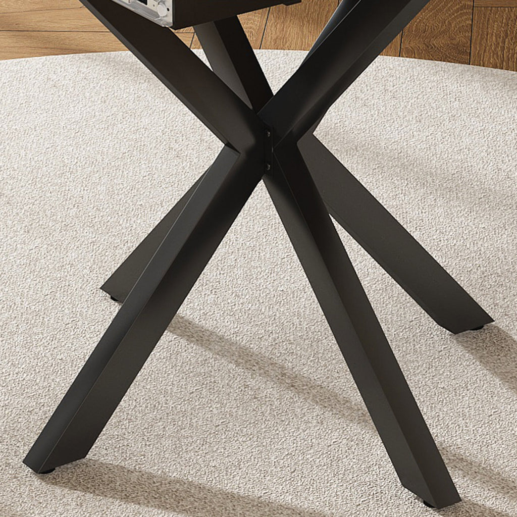 Modern Solid Wood Veneer Retractable Dining Table