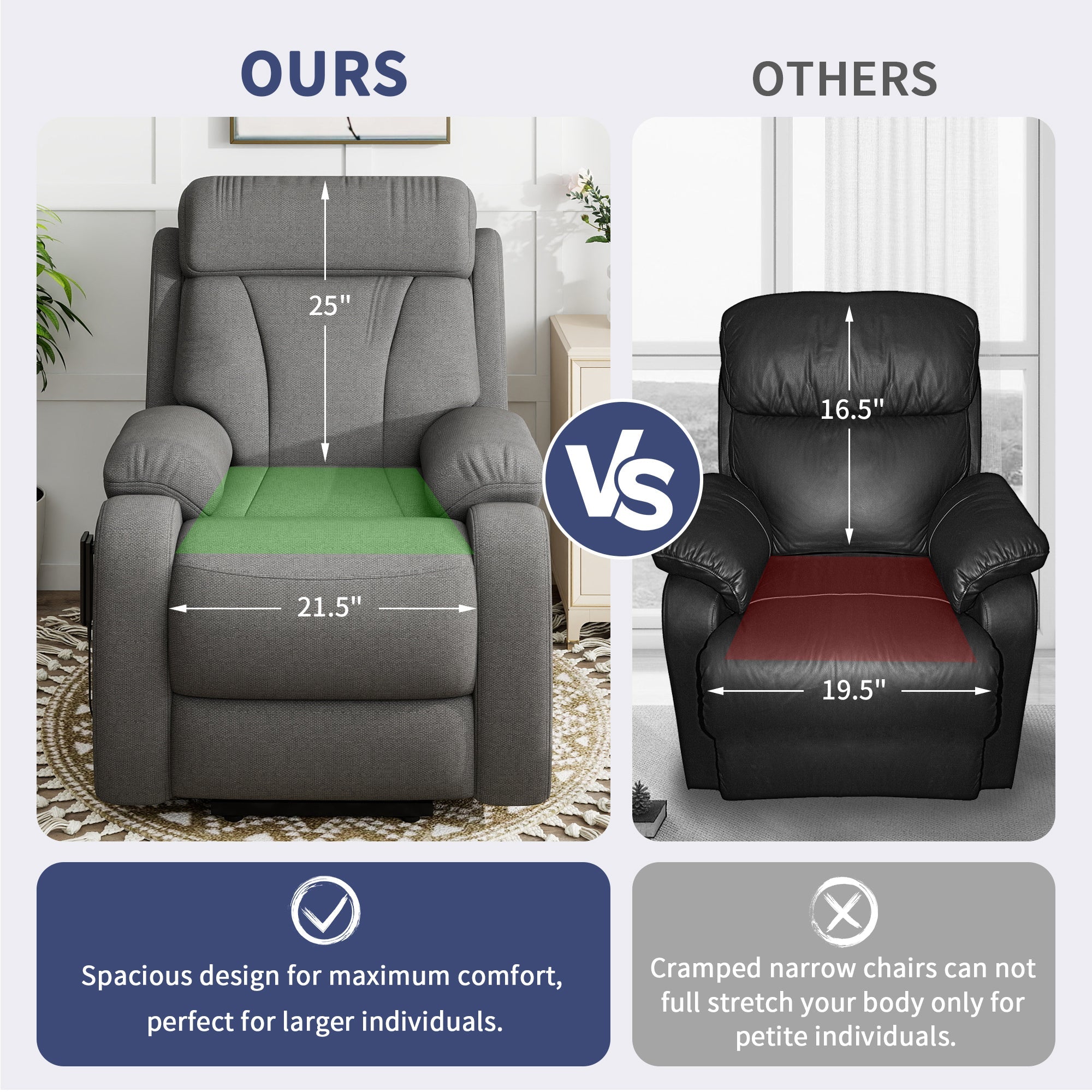 Electric Heavy Duty Lift Chair Recliners Chair for Small Spaces