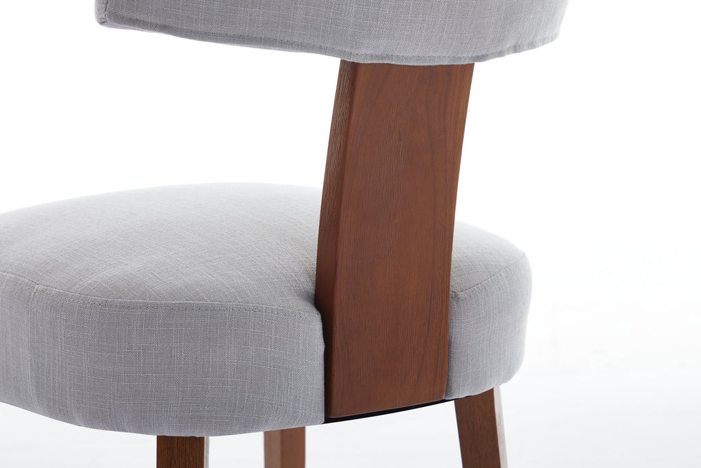 2Pcs  Modern Armless Dining Chairs With Curved Wingback and Solid Wooden Legs