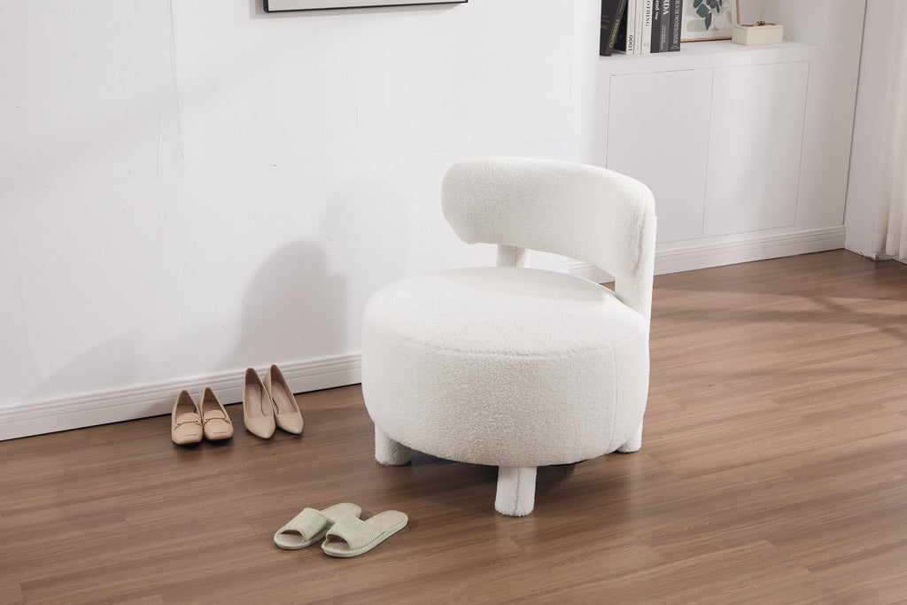 Fur/Teddy Fabric Armless Accent Chair with Curved Backrest