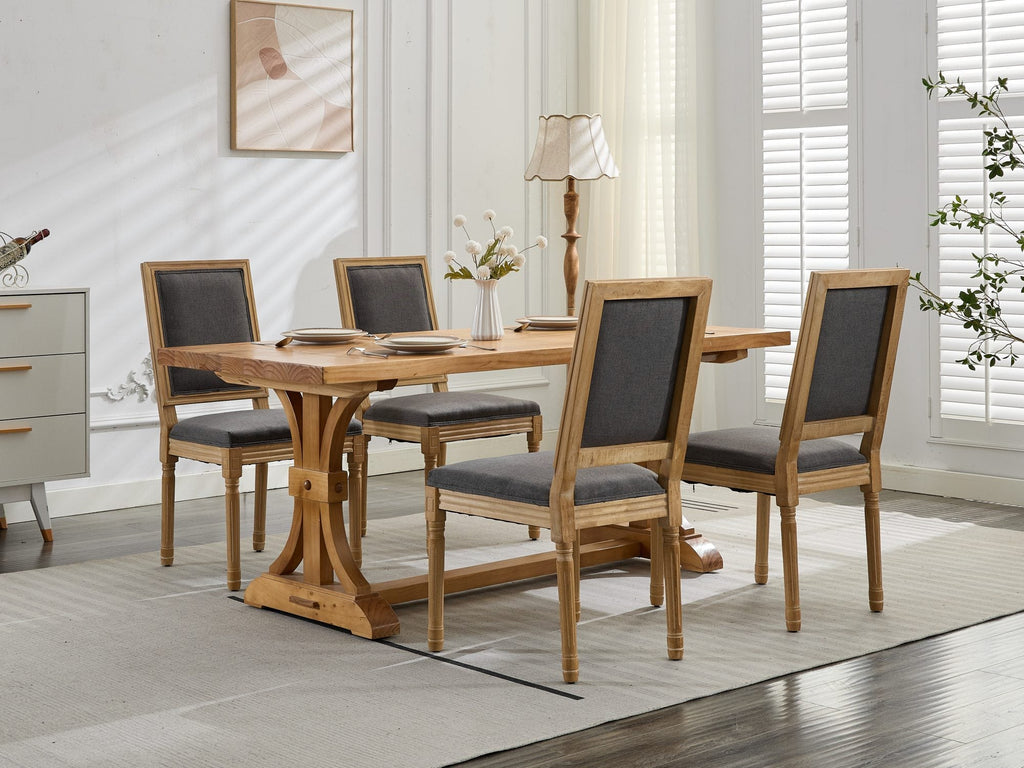 French Louis Dining Chairs with Square Backrest (Set of 2)
