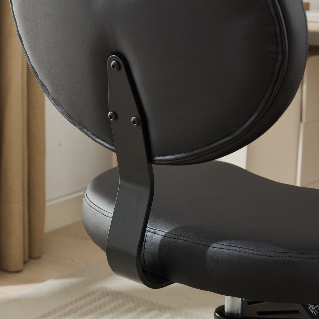 Black Flexible Design Meditation Cross Legged PU Leather Chair with Wheels