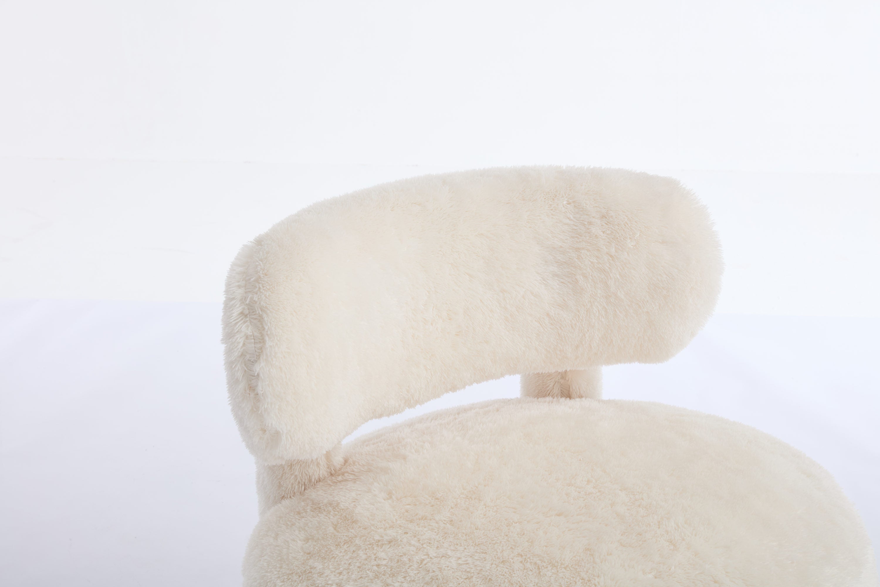 Fur/Teddy Fabric Armless Accent Chair with Curved Backrest