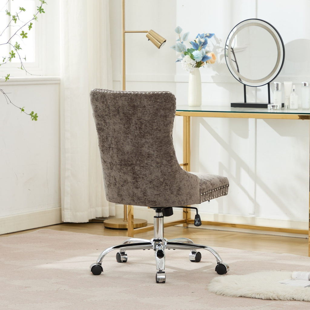 Modern Chenille Upholstered Tufted Button Home Office Chair