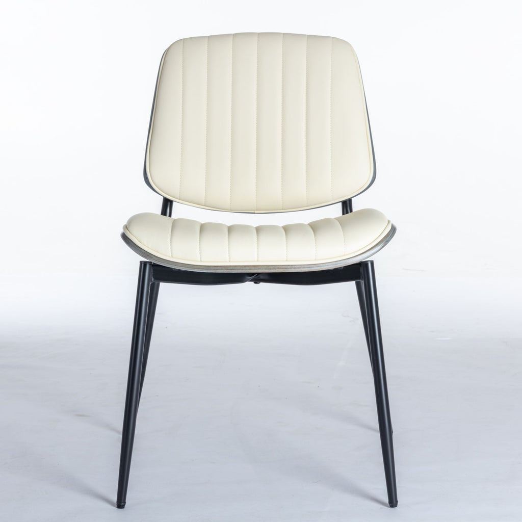 Mid Century Modern Retro Faux Leather Dining Chairs with Walnut Bentwood (Set of 2)
