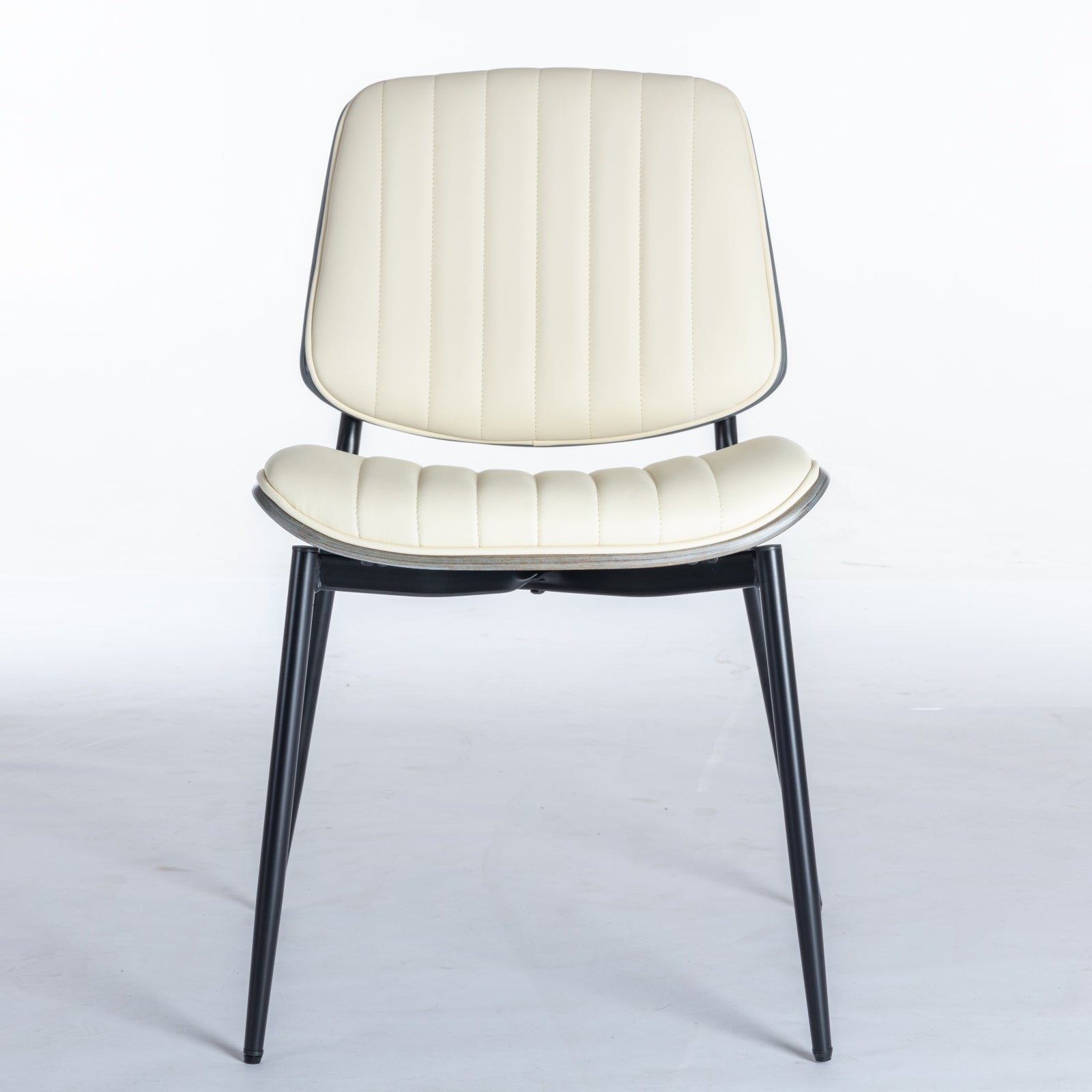 Mid Century Modern Retro Faux Leather Dining Chairs with Walnut Bentwood (Set of 2)