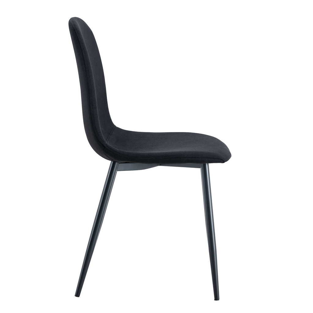 Luxury Simple Chair Black Linen Dining Chair  (Set of 4)