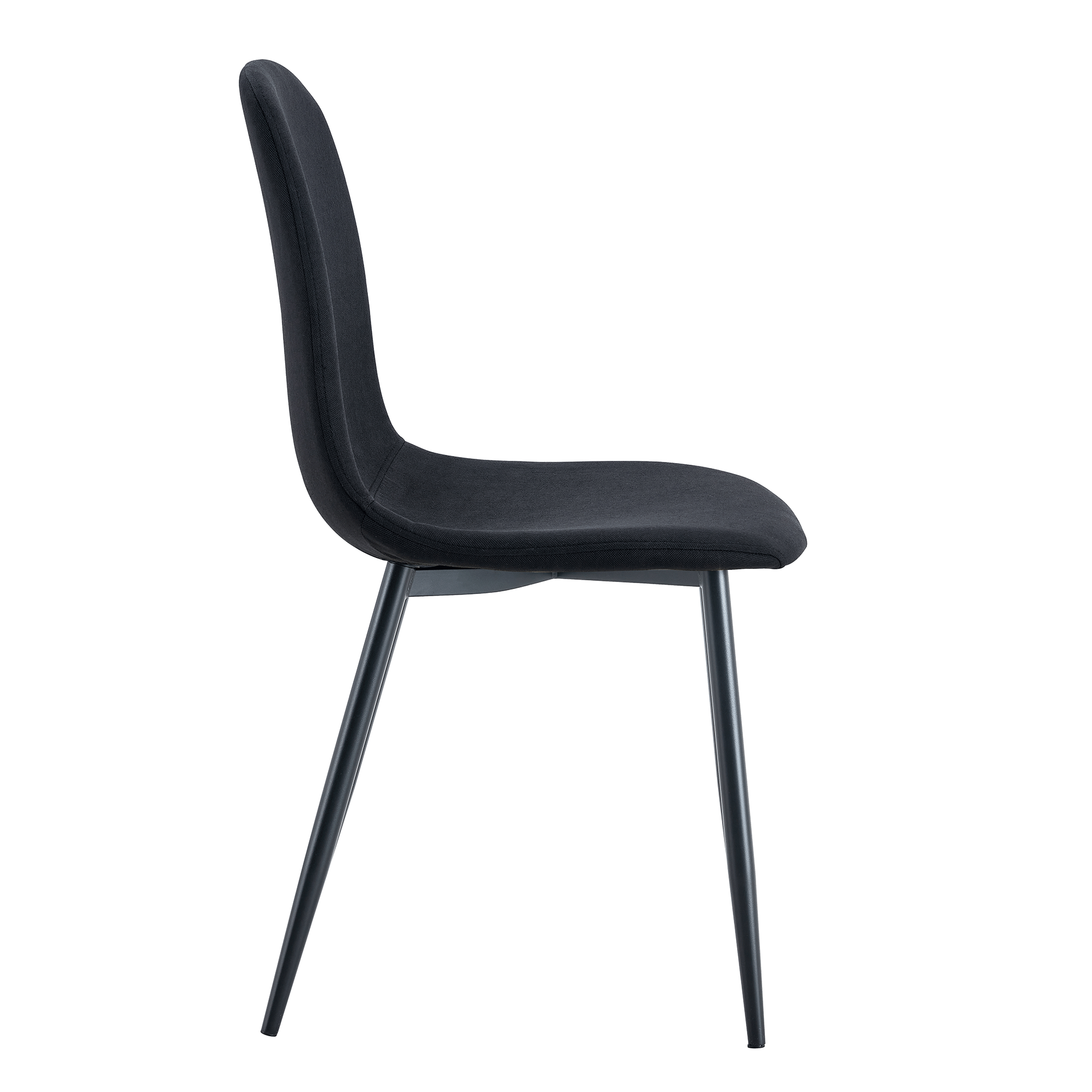 Luxury Simple Chair Black Linen Dining Chair  (Set of 4)