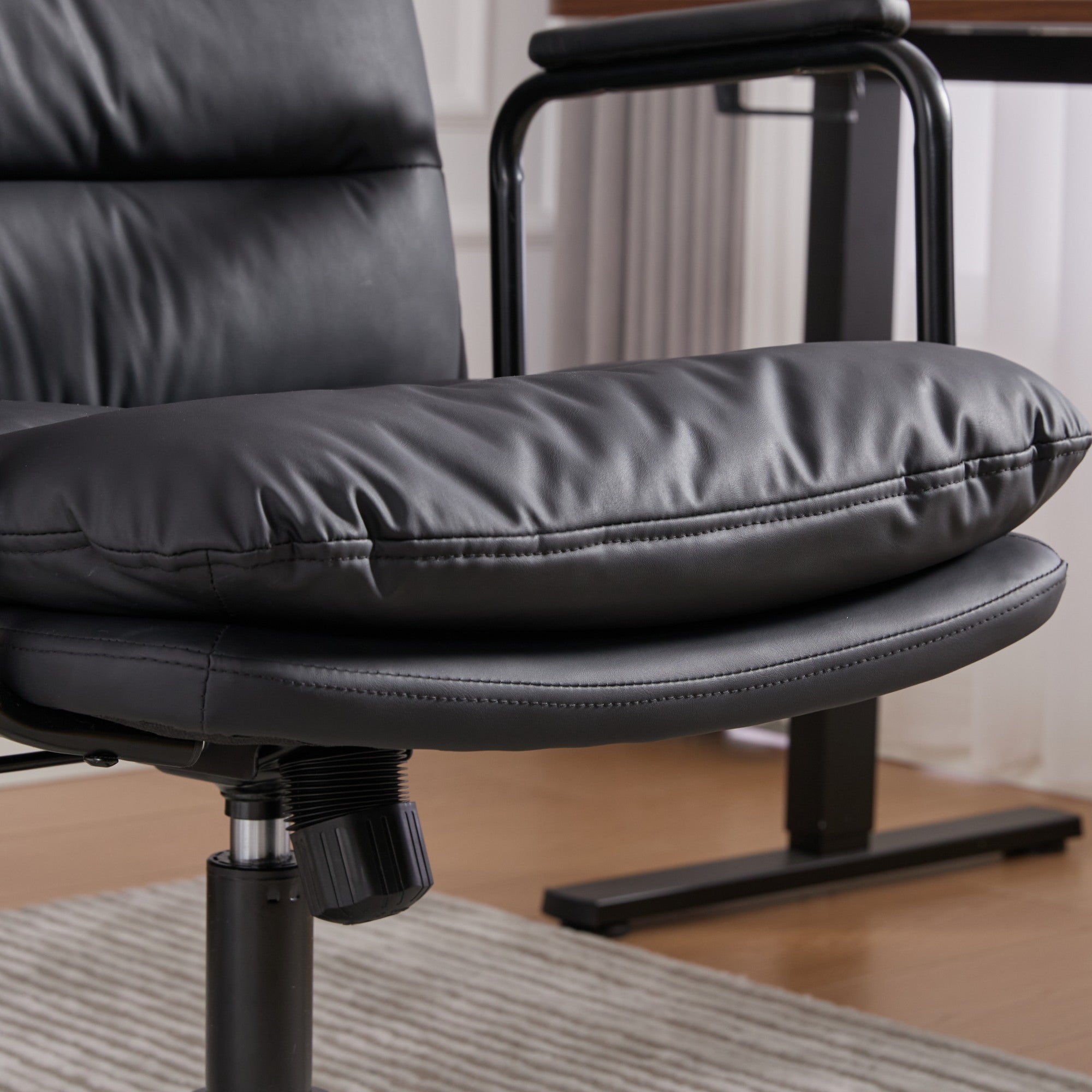 Mid Back Home Office Ergonomic PU Leather Computer Rolling Swivel Chair