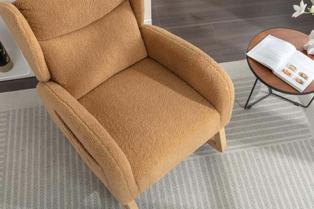 Teddy Fabric Rocking Chair with Packet Wood Legs