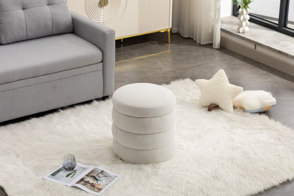 Boucle/Velvet Round Ottoman Footrest Stool