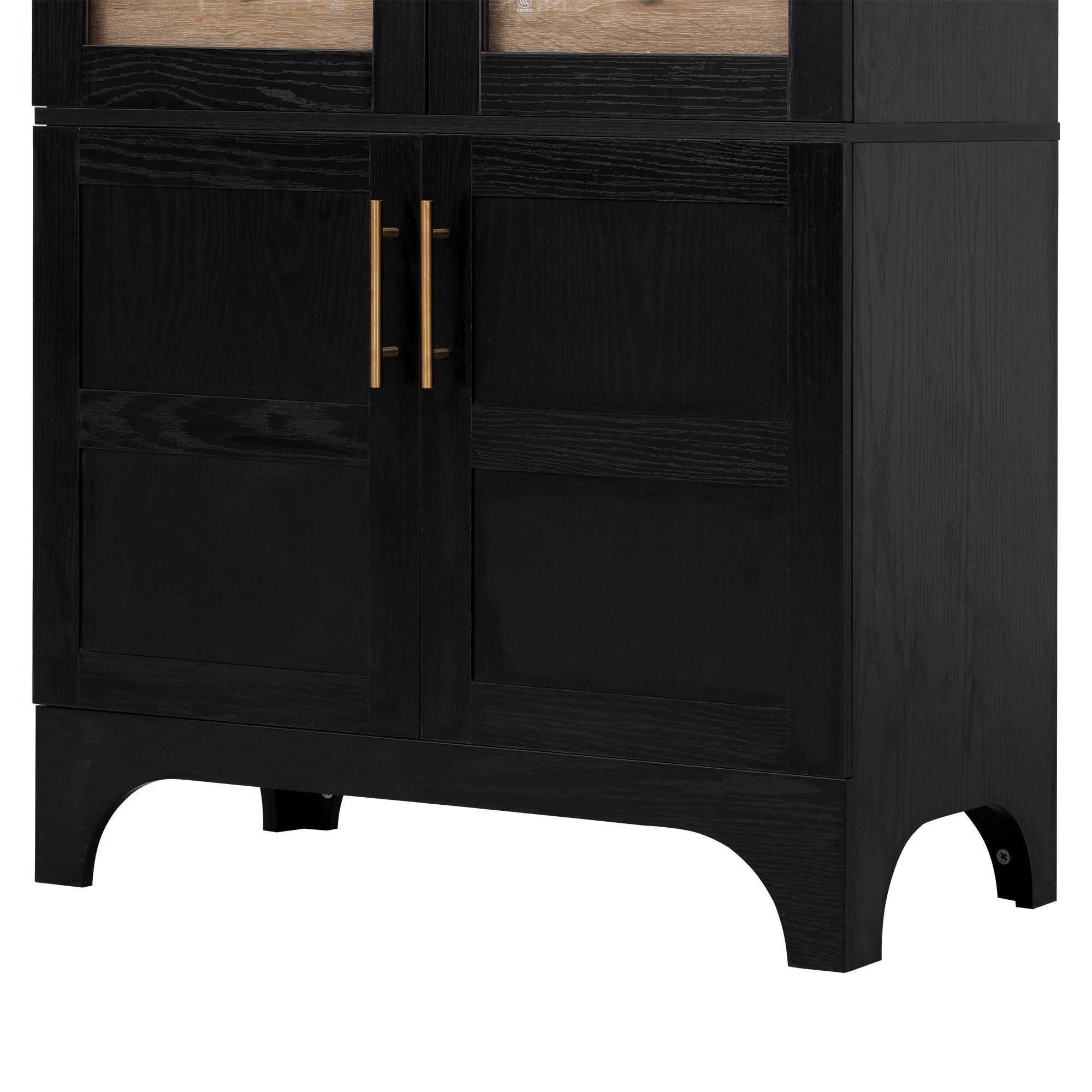 71" Tall Arched Farmhouse Kitchen Pantry Cabinet with Door Shelves