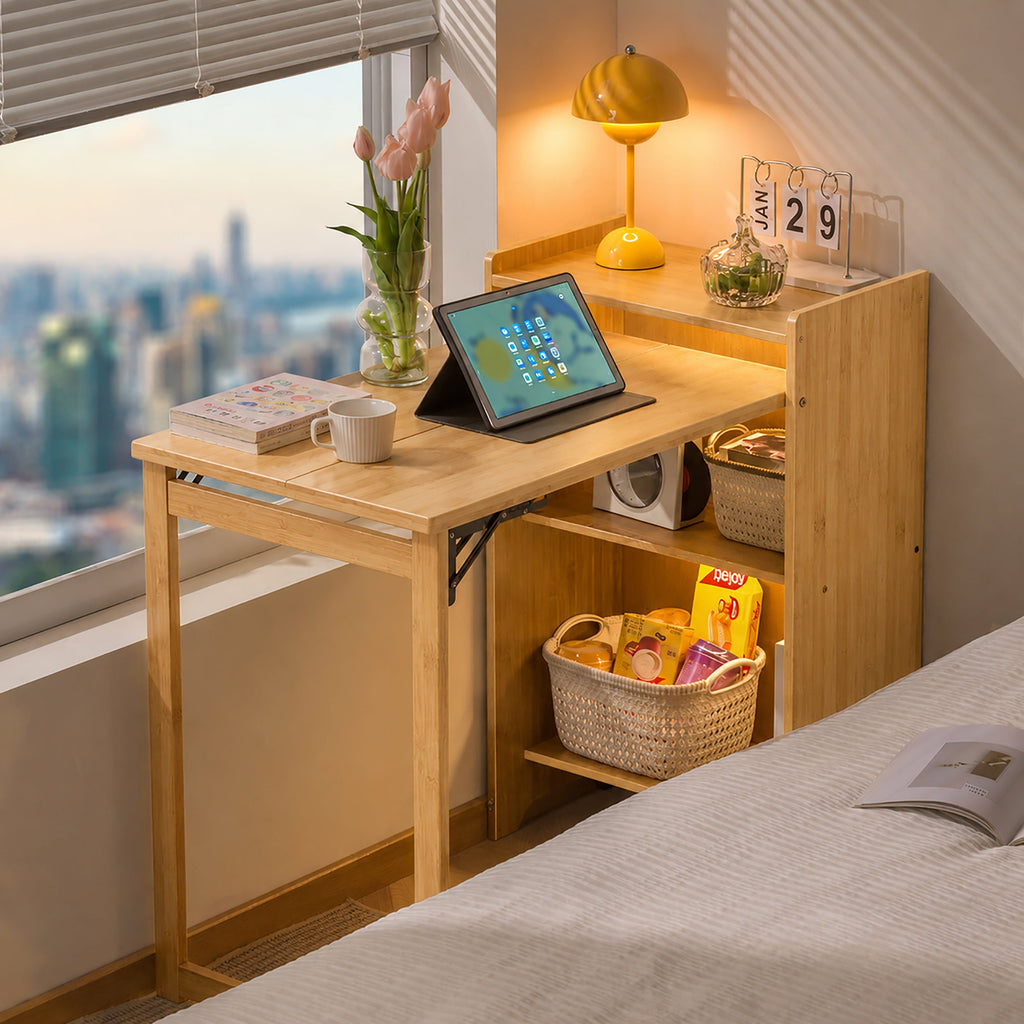 Mid Century Home Office Foldable Table for Small Space