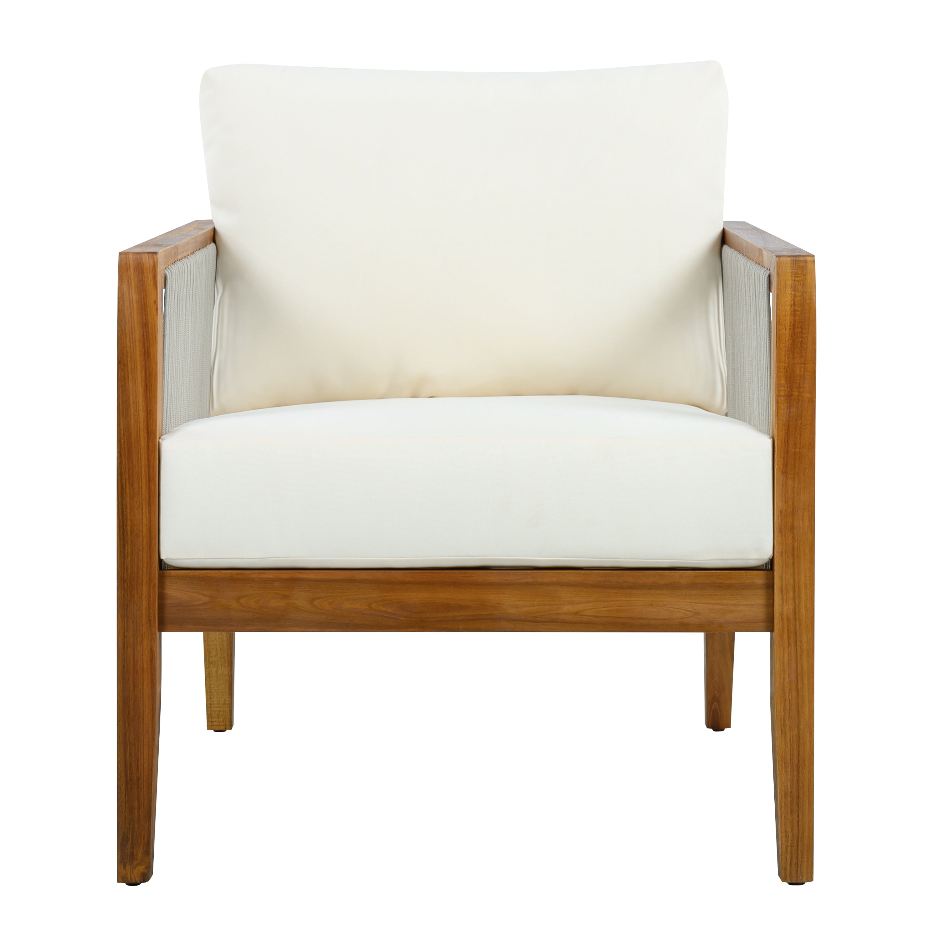 1PC/2PCS Acacia Wood Frame Outdoor Club Chair with Water-Repellent Cushions