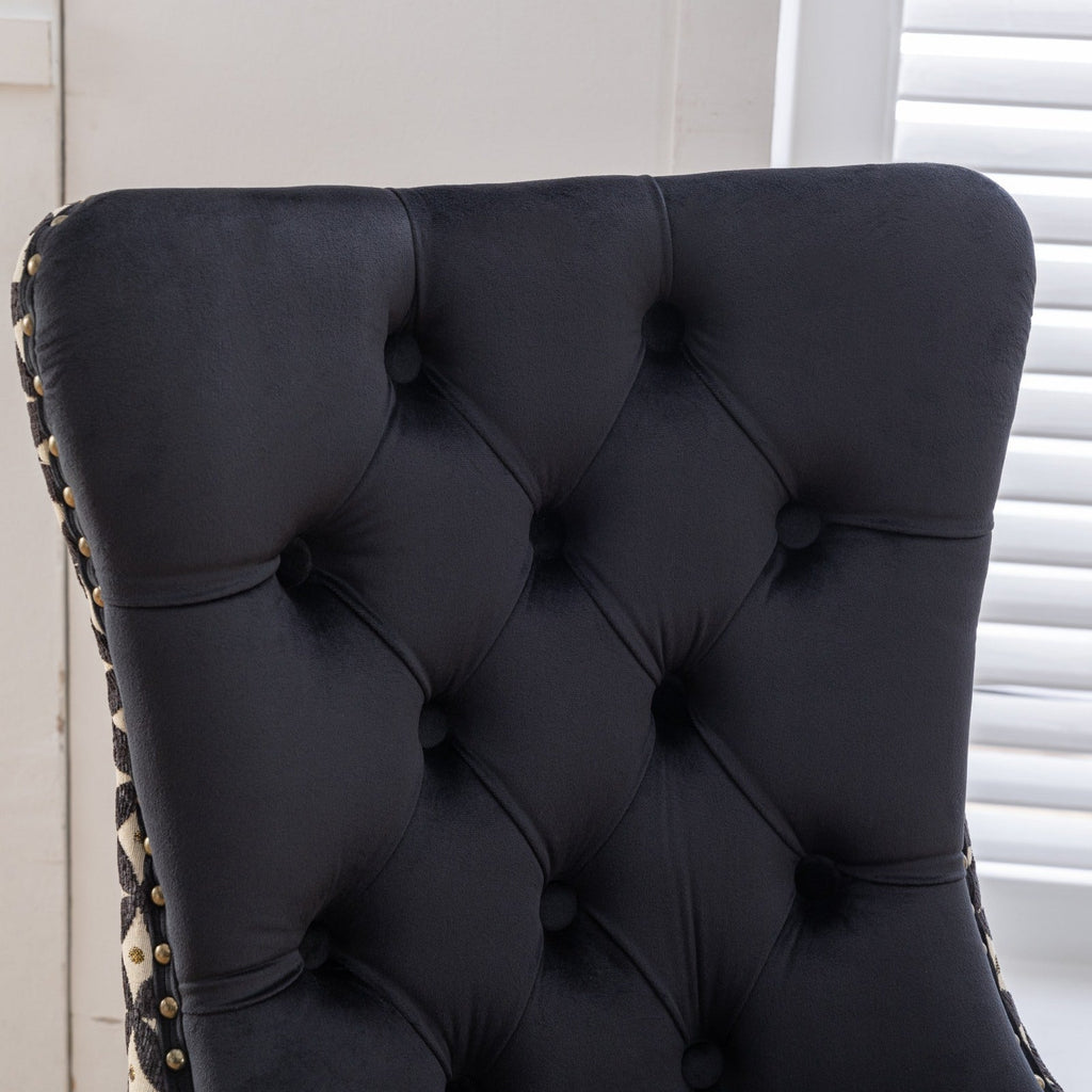 Modern High-end Tufted Solid Wood Velvet Dining Chair(Set of 2)