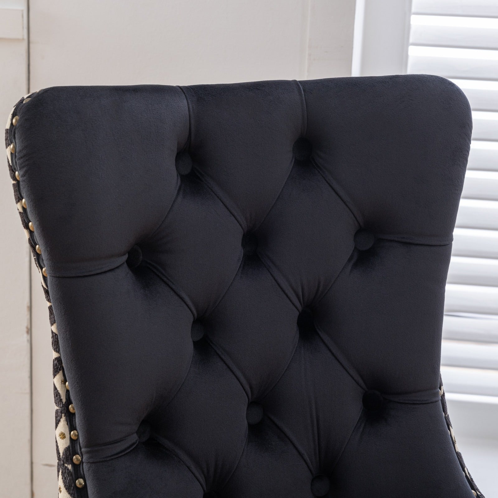 Modern High-end Tufted Solid Wood Velvet Dining Chair(Set of 2)