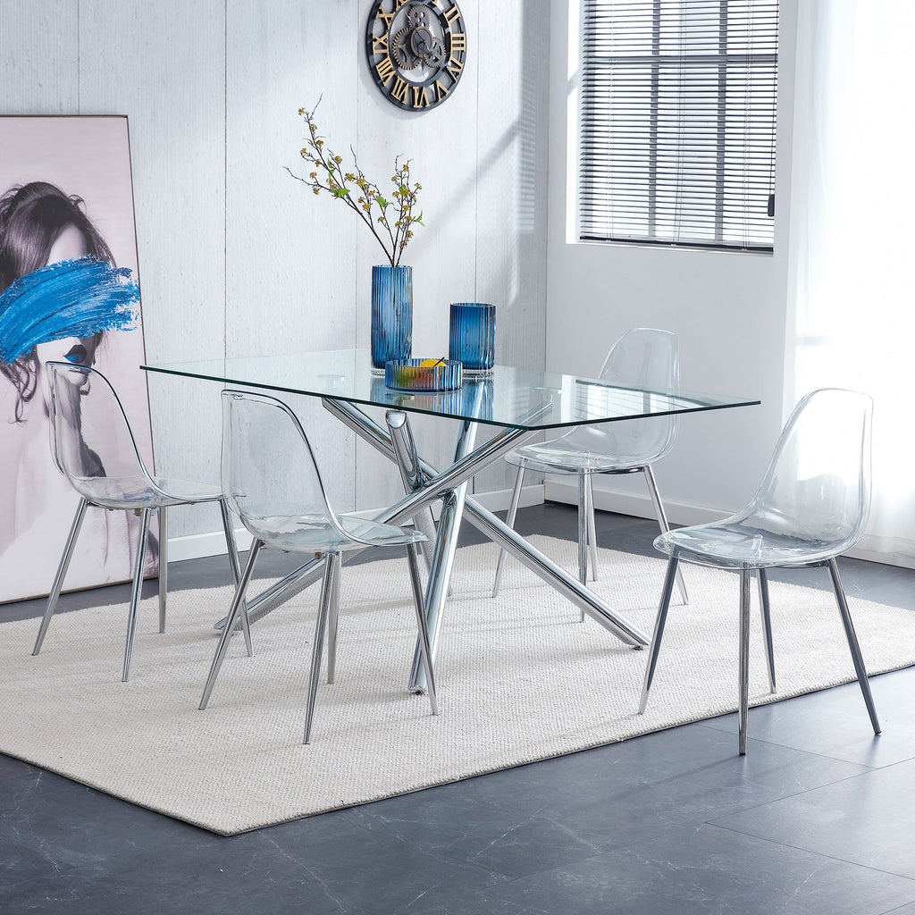 Modern Minimalist Transparent Metal Dining Chairs
