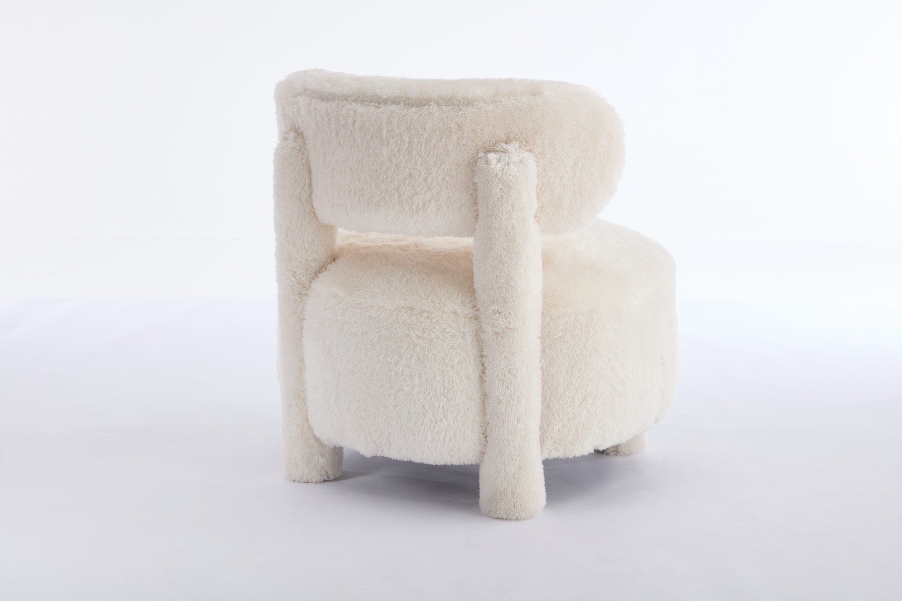 Fur/Teddy Fabric Armless Accent Chair with Curved Backrest
