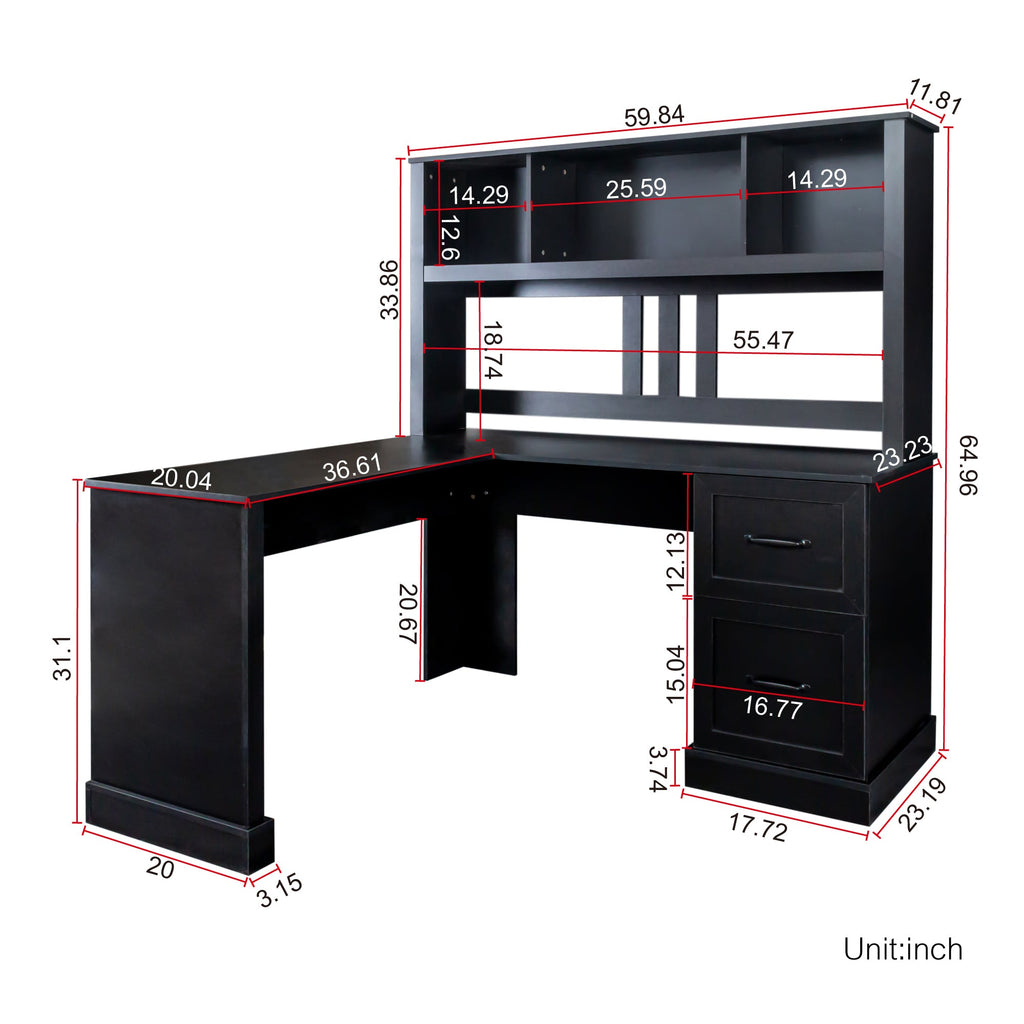 Space-Saving Home Office Computer Workstation with Storage Shelves