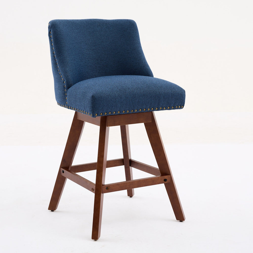 Upholstered Swivel Counter Height Bar Stools with Nailhead Trim (Set of 2)