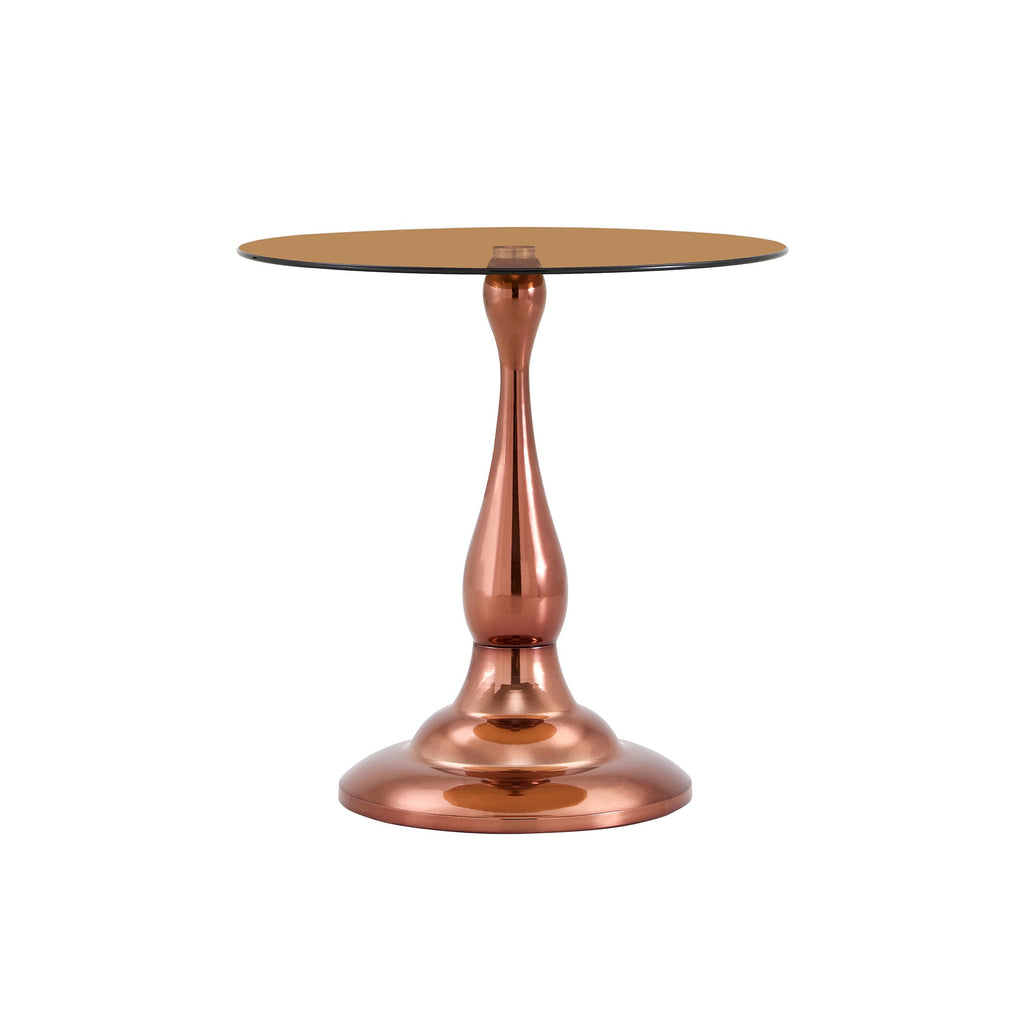 20" Small Luxury Metal Round Side Table with a Glass Top