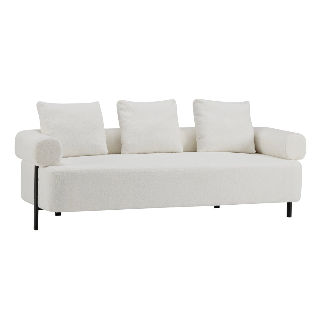 78' Modern Upholstered Sofa with 3 Plush Pillows